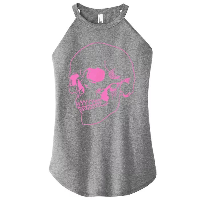 Spooky Halloween Skeleton Pastel Goth Soft Grunge Pink Skull Women’s Perfect Tri Rocker Tank