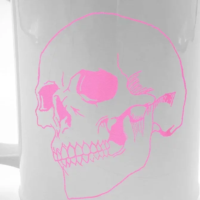 Spooky Halloween Skeleton Pastel Goth Soft Grunge Pink Skull Front & Back Beer Stein