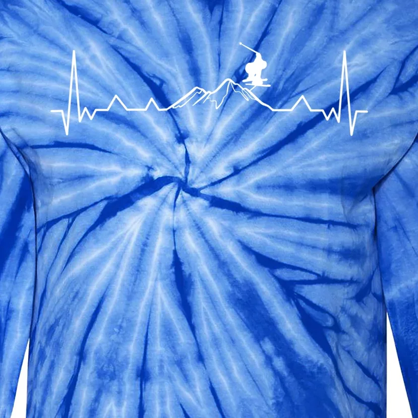 Skiing Heartbeat Skier Ski Goggles Winter Sport Accessories Gift Tie-Dye Long Sleeve Shirt