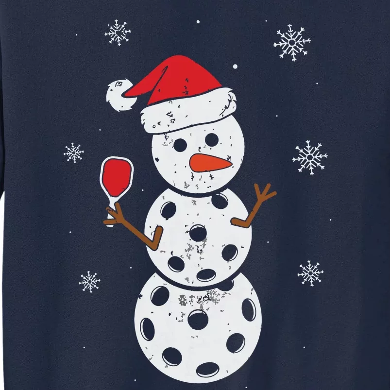 Santa Hat Snowman Gifts For Xmas Funny Pickleball Christmas Tall Sweatshirt