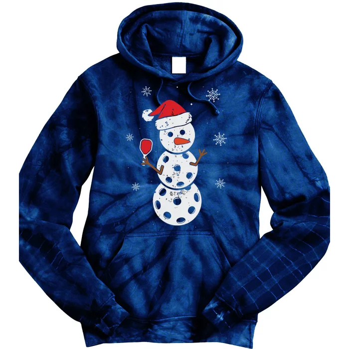 Santa Hat Snowman Gifts For Xmas Funny Pickleball Christmas Tie Dye Hoodie