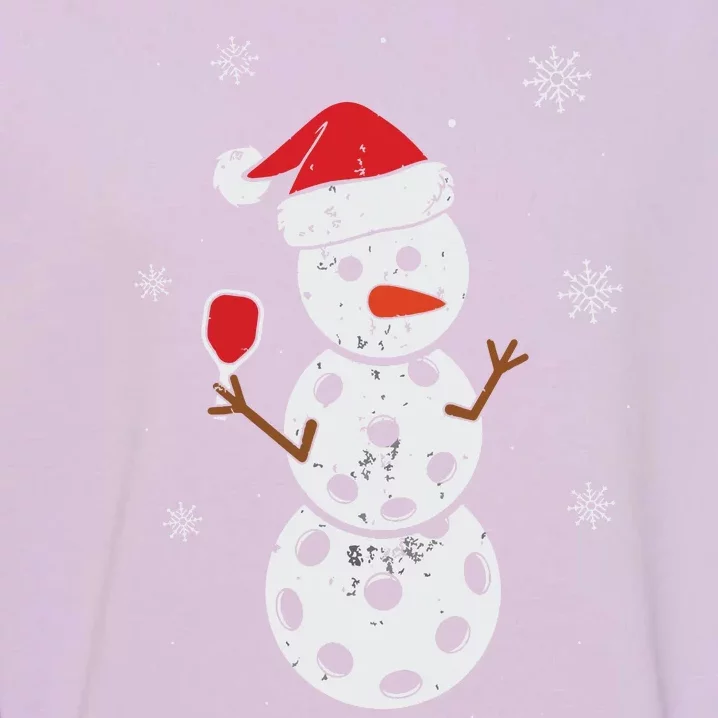 Santa Hat Snowman Gifts For Xmas Funny Pickleball Christmas Garment-Dyed Sweatshirt