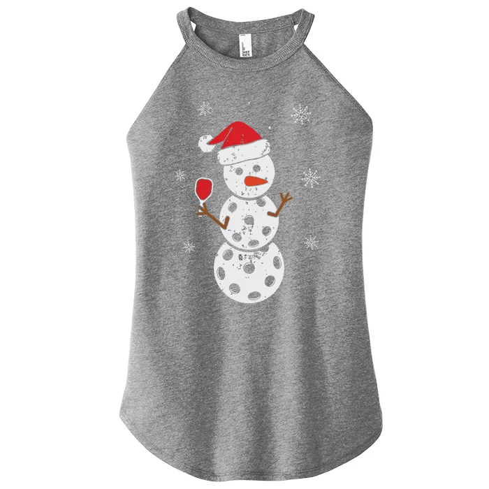 Santa Hat Snowman Gifts For Xmas Funny Pickleball Christmas Women’s Perfect Tri Rocker Tank