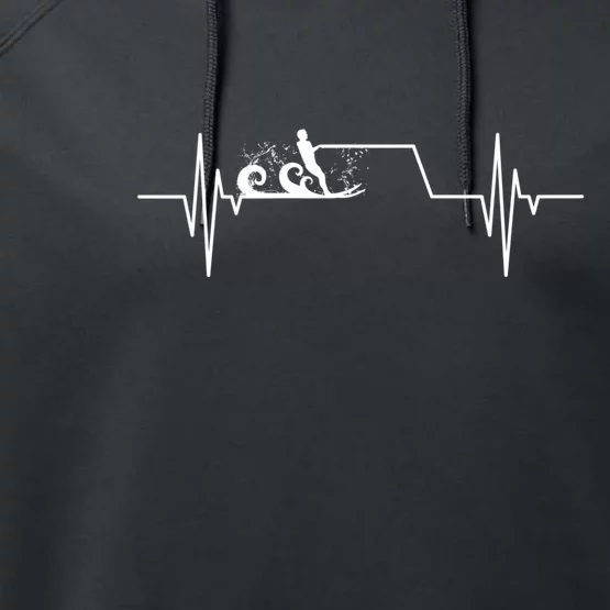 Ski Heartbeat Skiing Skier Gift For Skier Performance Fleece Hoodie