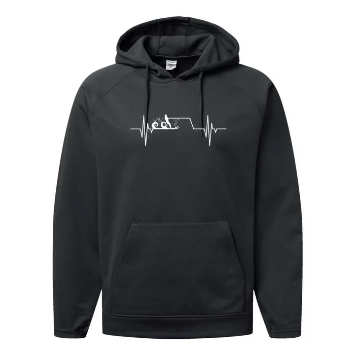 Ski Heartbeat Skiing Skier Gift For Skier Performance Fleece Hoodie