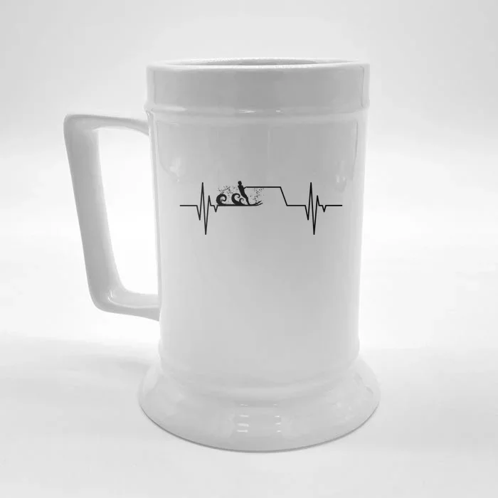 Ski Heartbeat Skiing Skier Gift For Skier Front & Back Beer Stein