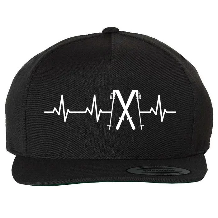 Skiing Heartbeat Skiing Enthusiast Funny Gift Wool Snapback Cap