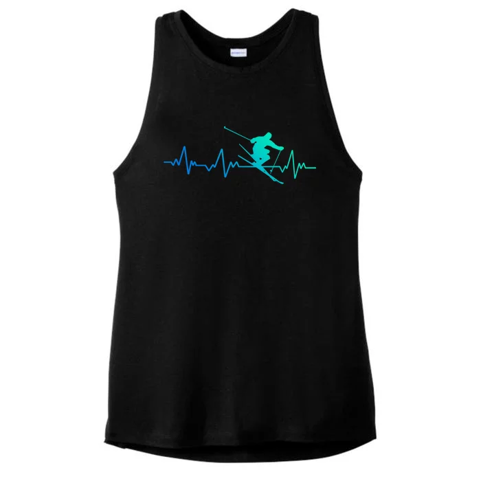 Ski Heartbeat Skiing Gift Meaningful Gift Ladies Tri-Blend Wicking Tank