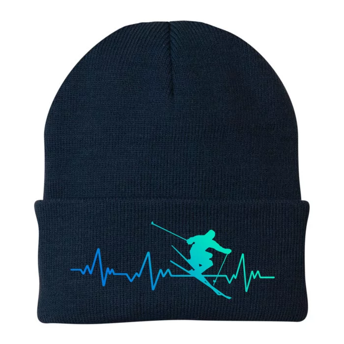 Ski Heartbeat Skiing Gift Meaningful Gift Knit Cap Winter Beanie