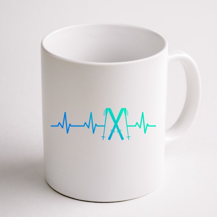 Skiing Heartbeat Skiing Enthusiast Gift Front & Back Coffee Mug