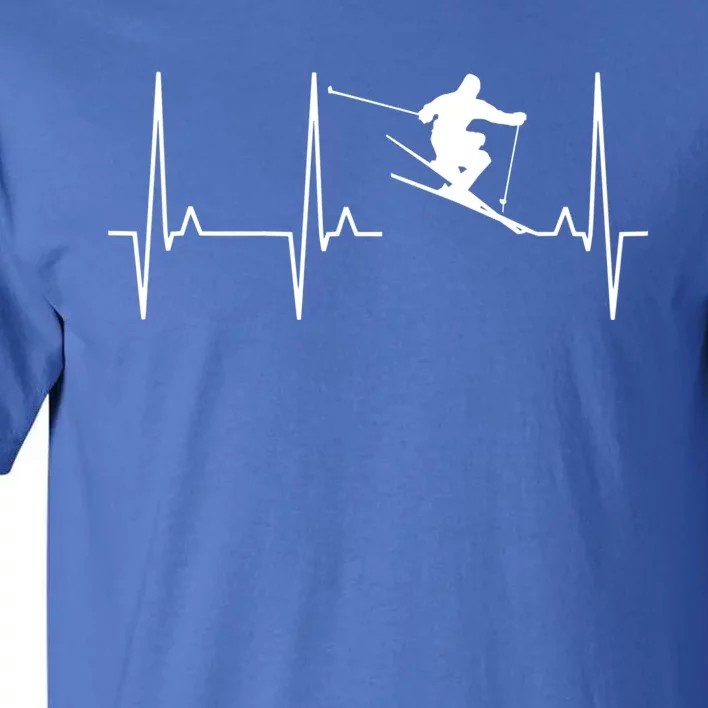 Ski Heartbeat Skiing Winter Snow Sports Skiers Players Art Gift Tall T-Shirt