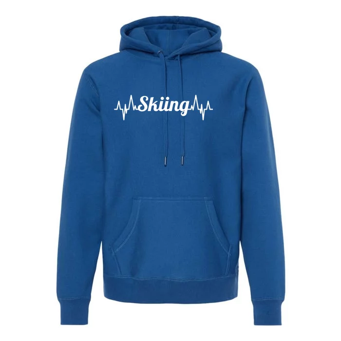 Skiing Heartbeat Skiing Teacher Winter Sports Gift Premium Hoodie