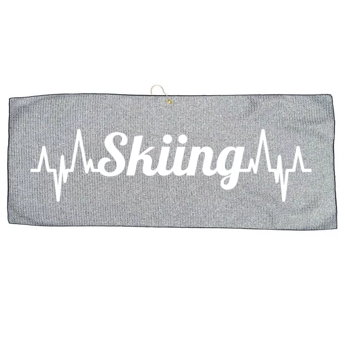 Skiing Heartbeat Skiing Teacher Winter Sports Gift Large Microfiber Waffle Golf Towel