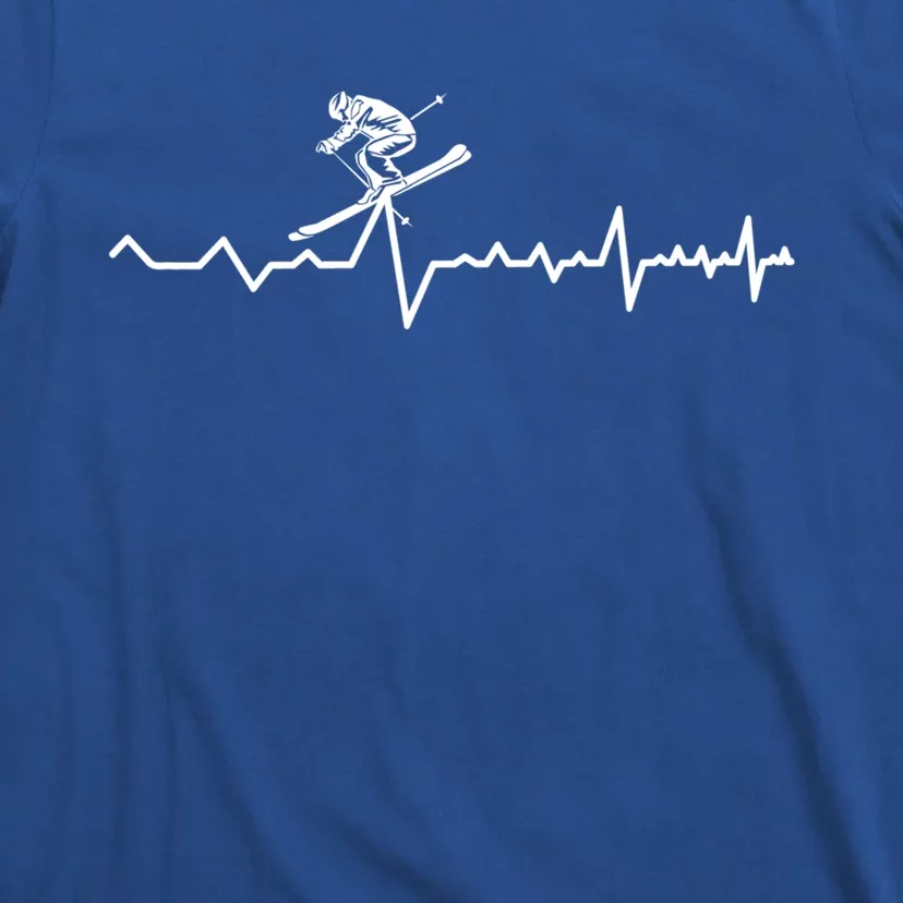 Skier Heartbeat Ski Instructor Winter Sport Skiing Ski Gift T-Shirt