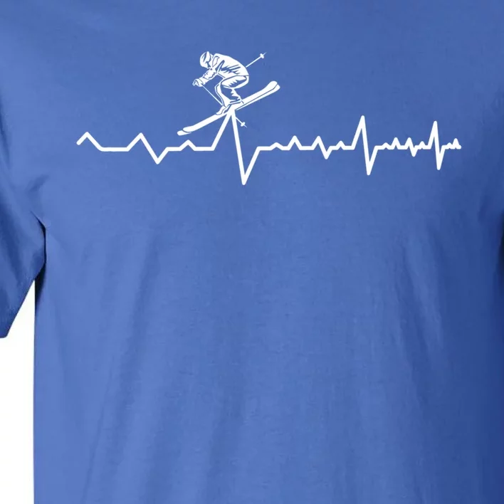 Skier Heartbeat Ski Instructor Winter Sport Skiing Ski Gift Tall T-Shirt