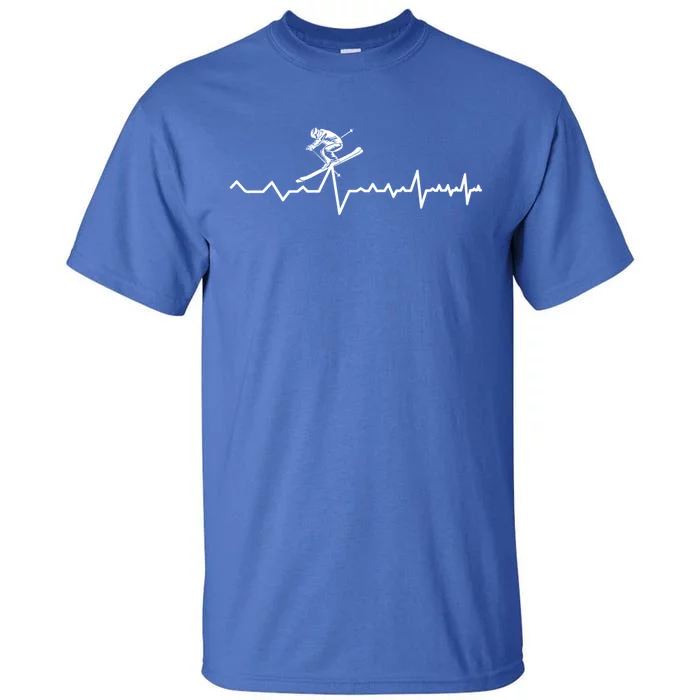 Skier Heartbeat Ski Instructor Winter Sport Skiing Ski Gift Tall T-Shirt