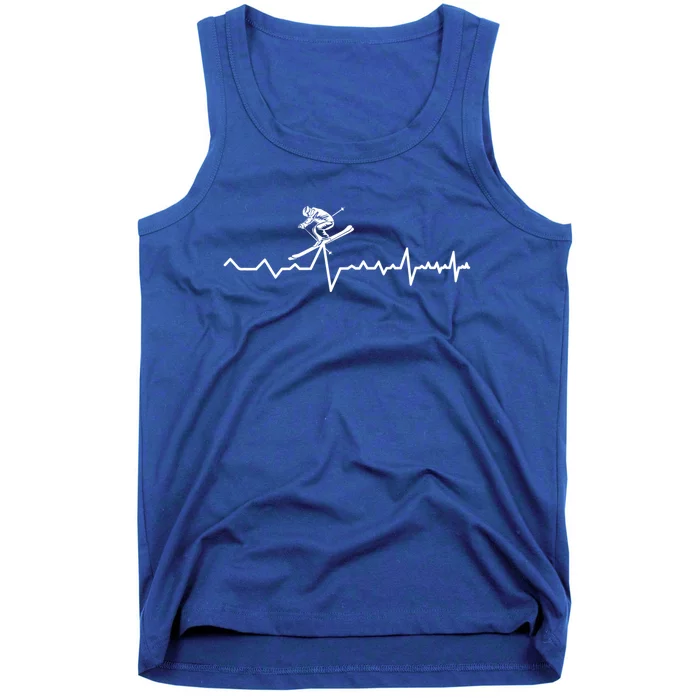 Skier Heartbeat Ski Instructor Winter Sport Skiing Ski Gift Tank Top