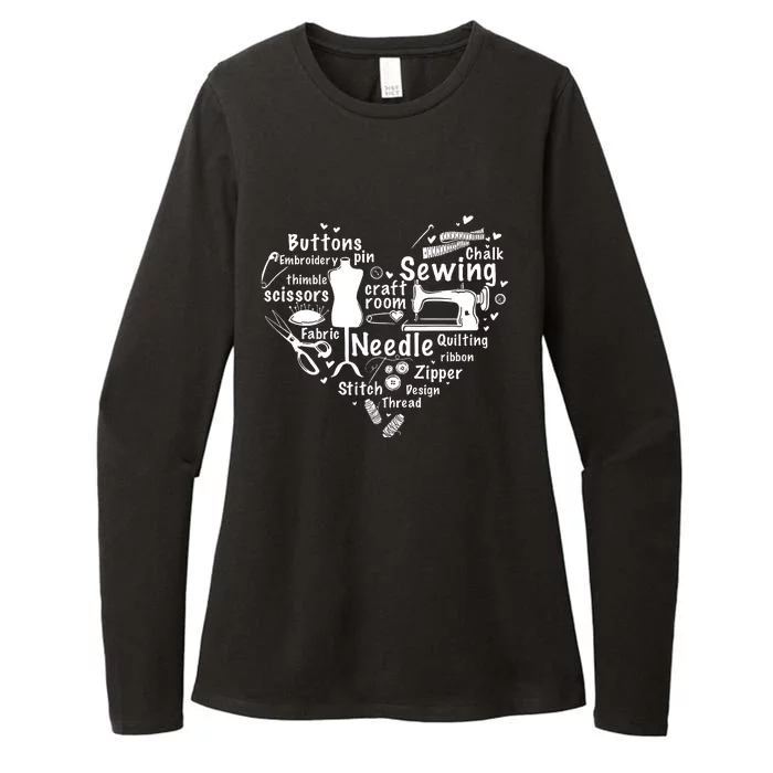 Sewing Heart Sewing Lover Womens CVC Long Sleeve Shirt