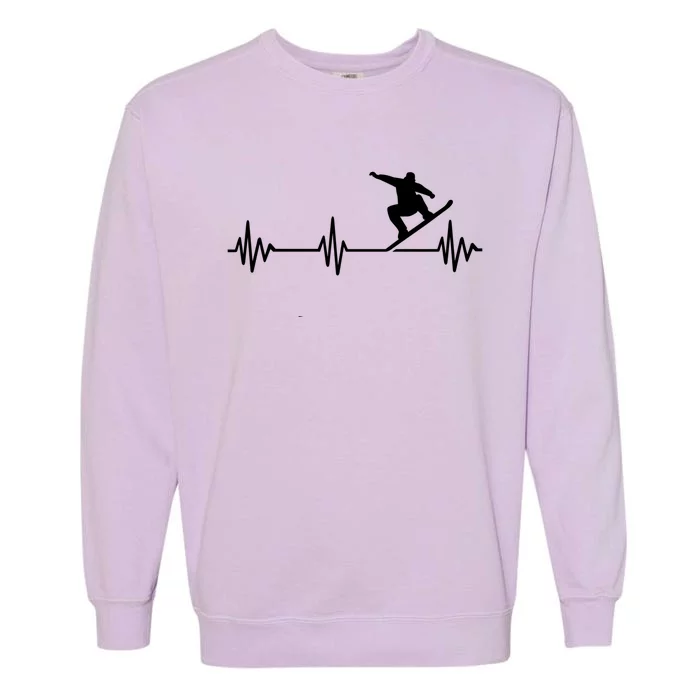 Snowboarder Heartbeat Snowboarding Skiing Gift Garment-Dyed Sweatshirt