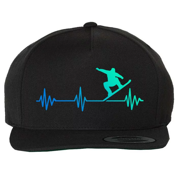 Snowboarder Heartbeat Snowboarding Skiing Gift Wool Snapback Cap