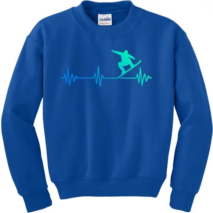 Snowboarder Heartbeat Snowboarding Skiing Gift Kids Sweatshirt