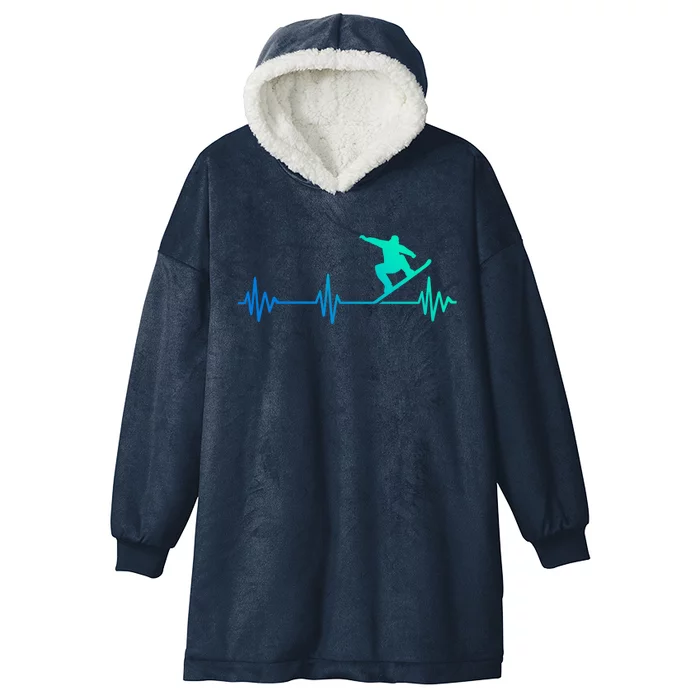 Snowboarder Heartbeat Snowboarding Skiing Gift Hooded Wearable Blanket