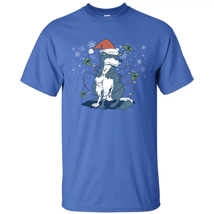 Siberian Husky Santa Claus Christmas Tree Lights Xmas Dog Gift Tall T-Shirt