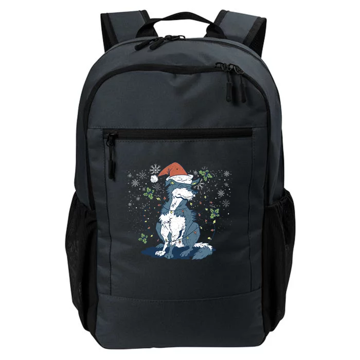 Siberian Husky Santa Claus Christmas Tree Lights Xmas Dog Gift Daily Commute Backpack