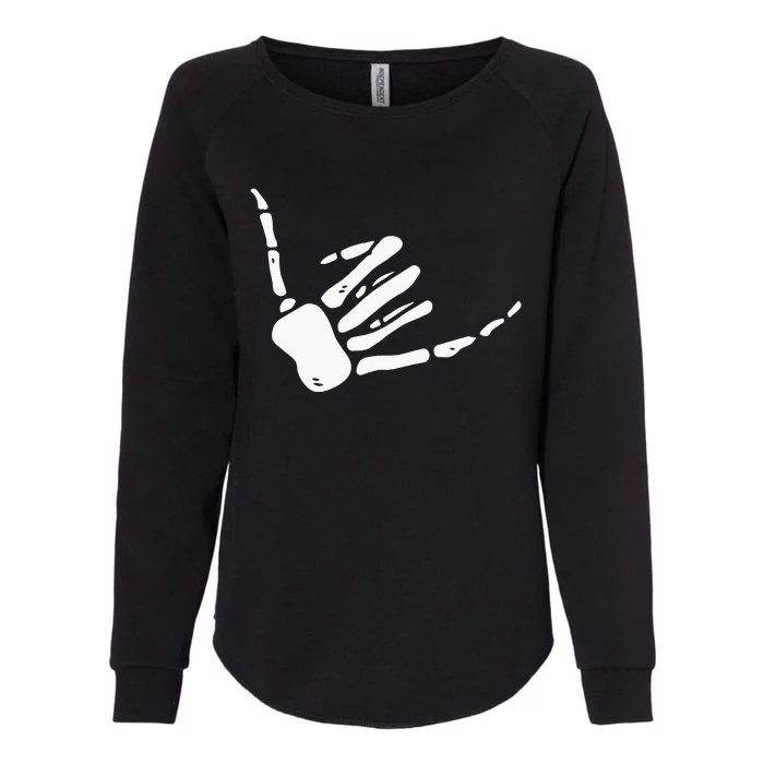 Skeleton Hand Shaka Sign Hang Loose Bones Womens California Wash Sweatshirt