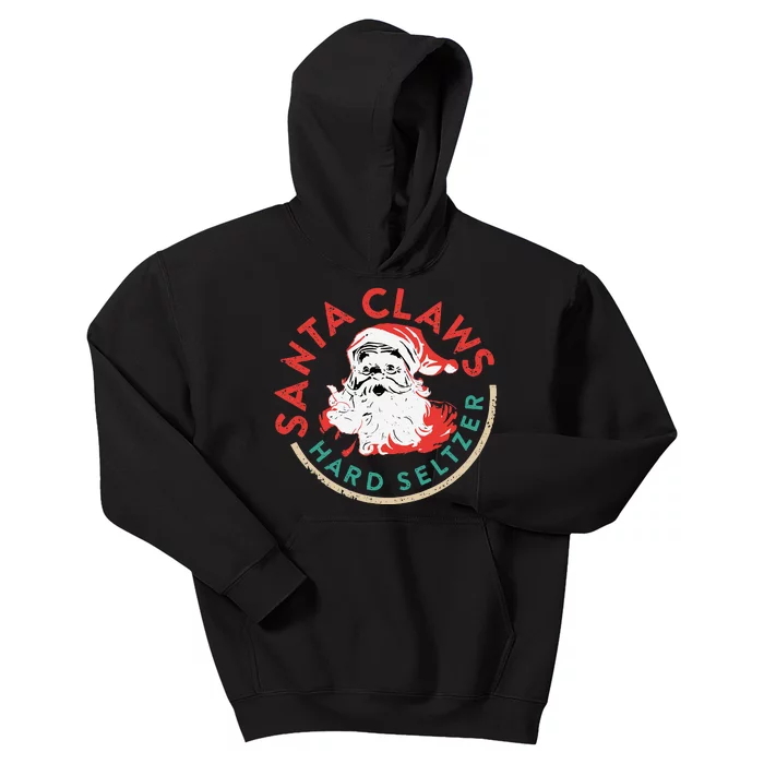 SantaClaws Hard Seltzer Funny Christmas Costume Kids Hoodie