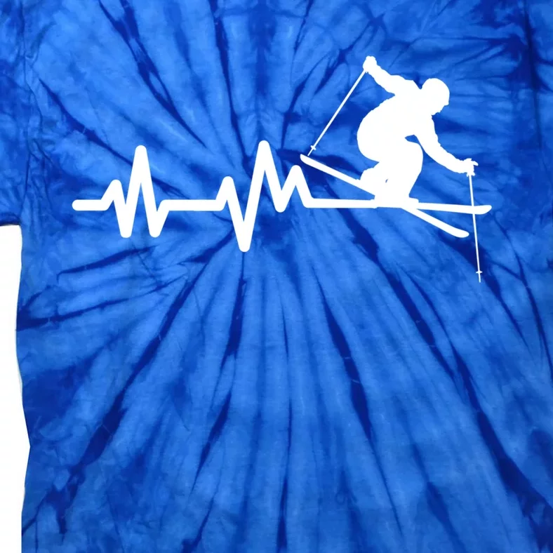 Ski Heartbeat Skiing Skier Gift Tie-Dye T-Shirt