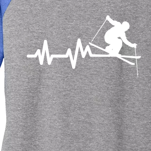 Ski Heartbeat Skiing Skier Gift Women's Tri-Blend 3/4-Sleeve Raglan Shirt