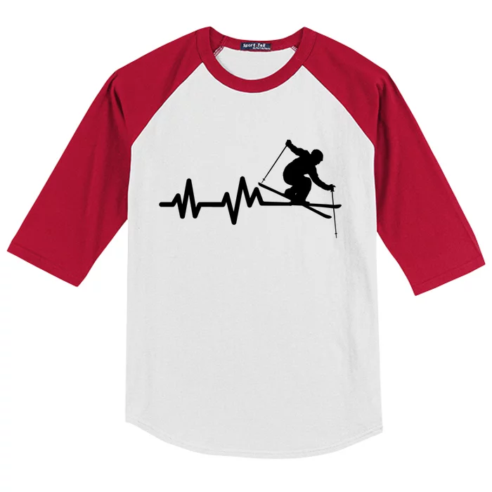 Ski Heartbeat Skiing Skier Gift Kids Colorblock Raglan Jersey