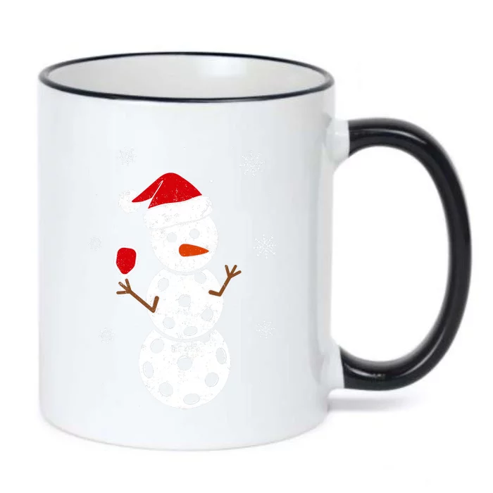 Santa Hat Snowman Gifts For Xmas Funny Pickleball Christmas Black Color Changing Mug