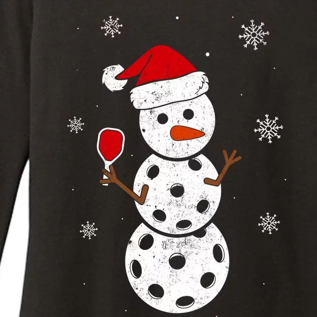 Santa Hat Snowman Gifts For Xmas Funny Pickleball Christmas Womens CVC Long Sleeve Shirt