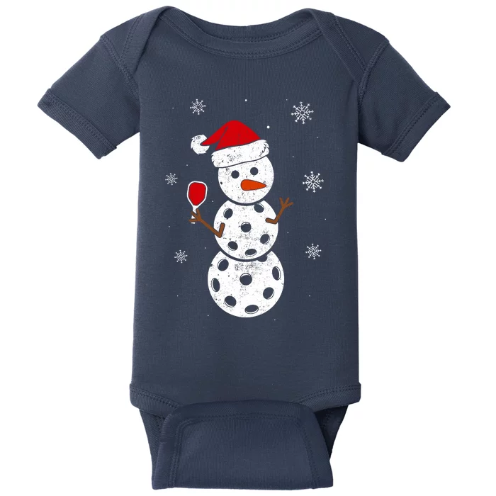 Santa Hat Snowman Gifts For Xmas Funny Pickleball Christmas Baby Bodysuit