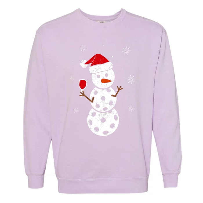 Santa Hat Snowman Gifts For Xmas Funny Pickleball Christmas Garment-Dyed Sweatshirt