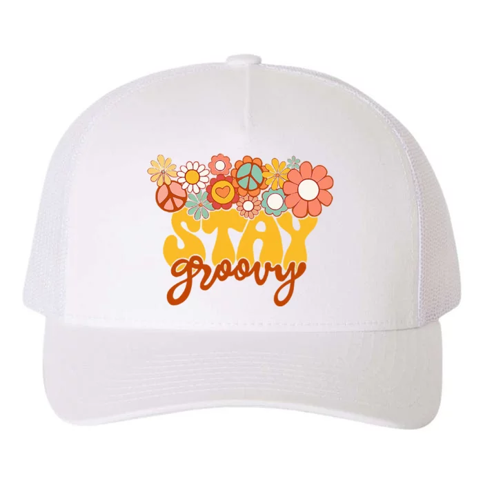 Sunflower Hippie Stay Groovy Positive Mind Happy Life Yupoong Adult 5-Panel Trucker Hat