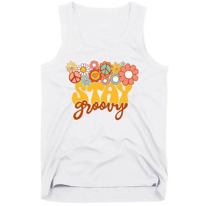 Sunflower Hippie Stay Groovy Positive Mind Happy Life Tank Top