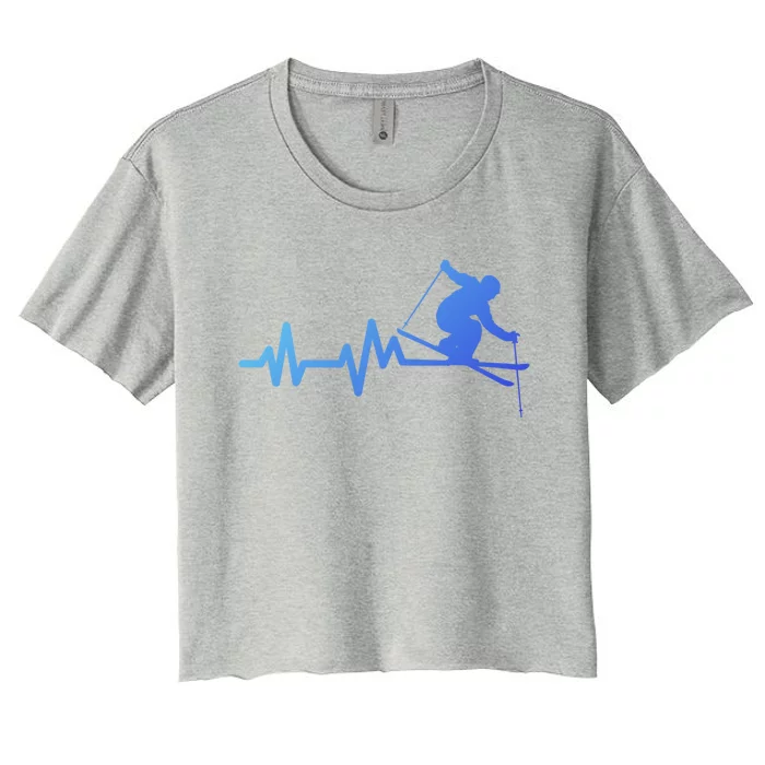 Ski Heartbeat Skiing Skier Gift Women's Crop Top Tee