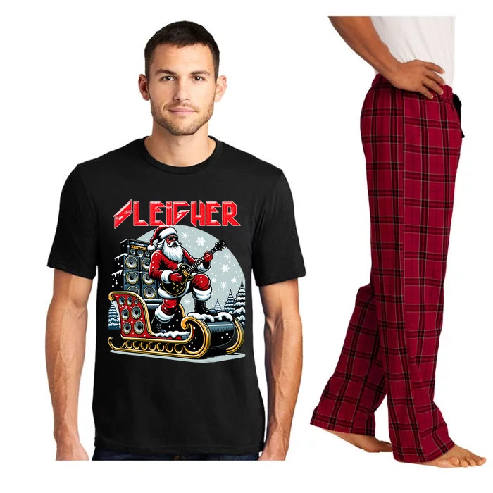 Sleigher Hail Santa Heavy Metal Christmas Rock Xmas Art Pajama Set