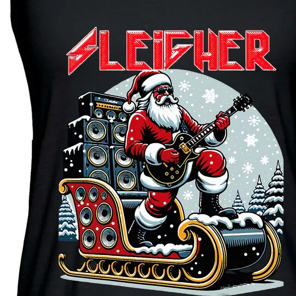 Sleigher Hail Santa Heavy Metal Christmas Rock Xmas Art Ladies Essential Flowy Tank