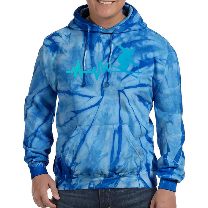 Ski Heartbeat Skiing Skier Gift Tie Dye Hoodie