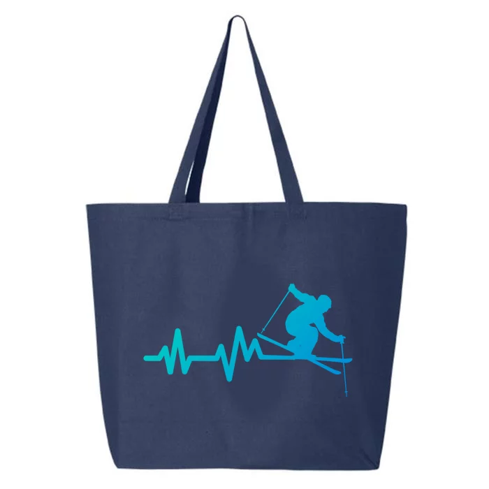 Ski Heartbeat Skiing Skier Gift 25L Jumbo Tote