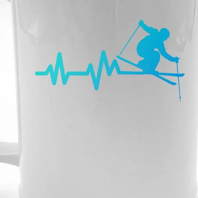 Ski Heartbeat Skiing Skier Gift Front & Back Beer Stein