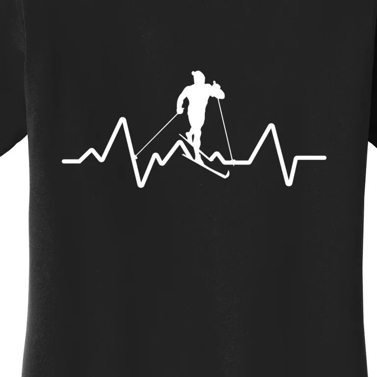 Ski Heartbeat Skiing Skier Funny Skiing Cute Gift Women's T-Shirt