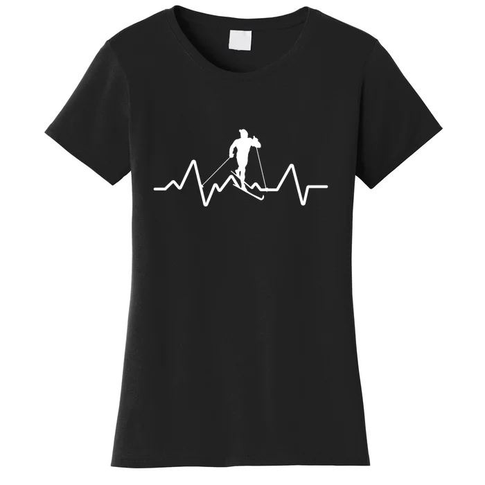 Ski Heartbeat Skiing Skier Funny Skiing Cute Gift Women's T-Shirt