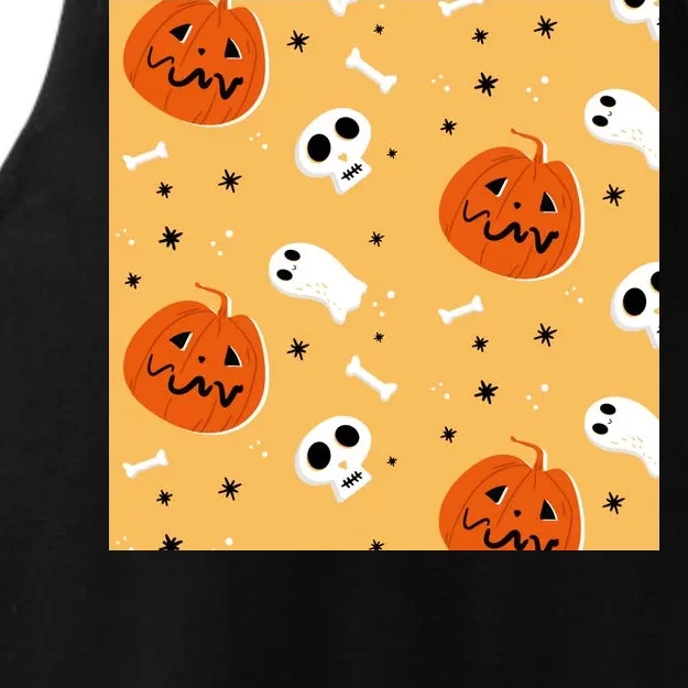 Spooky Halloween Skull Ghost Cartoon Ladies Tri-Blend Wicking Tank