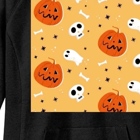 Spooky Halloween Skull Ghost Cartoon Women's Fleece Hoodie