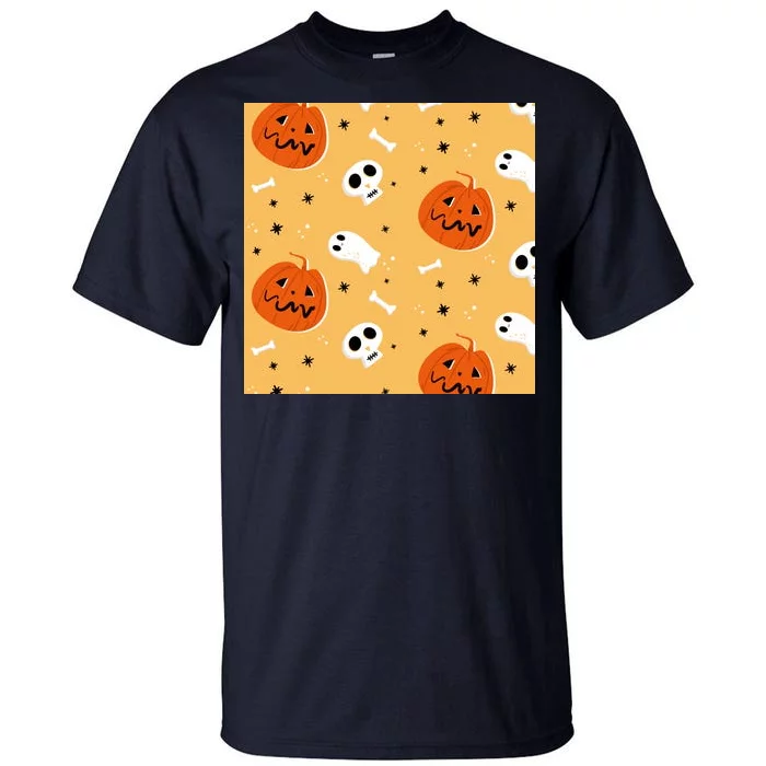 Spooky Halloween Skull Ghost Cartoon Tall T-Shirt